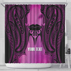 Personalised Moko Kauae New Zealand Shower Curtain Maori Chin Tattoo Pink - Aussie Hoodie