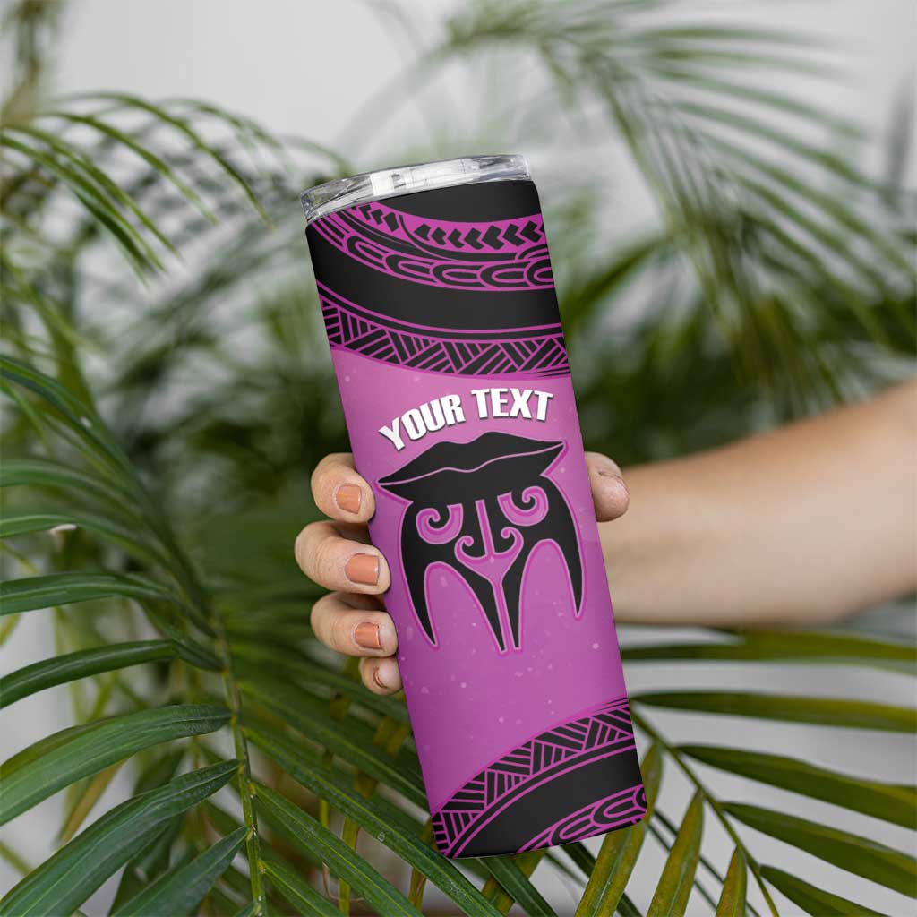 Personalised Moko Kauae New Zealand Skinny Tumbler Maori Chin Tattoo Pink - Aussie Hoodie