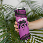 Personalised Moko Kauae New Zealand Skinny Tumbler Maori Chin Tattoo Pink - Aussie Hoodie