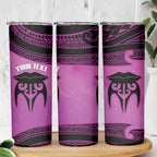 Personalised Moko Kauae New Zealand Skinny Tumbler Maori Chin Tattoo Pink - Aussie Hoodie