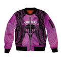 Personalised Moko Kauae New Zealand Sleeve Zip Bomber Jacket Maori Chin Tattoo Pink - Aussie Hoodie