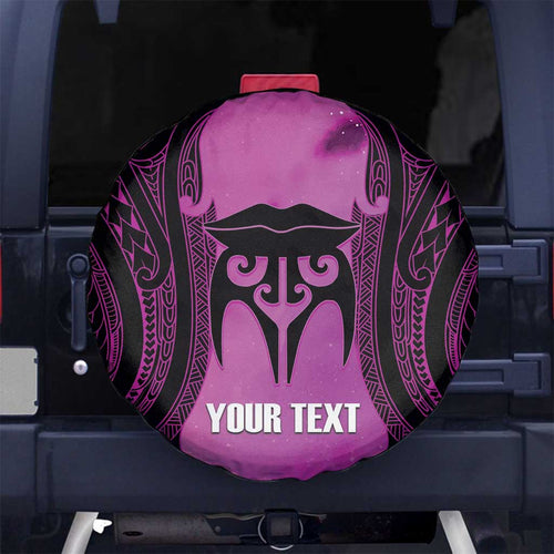 Personalised Moko Kauae New Zealand Spare Tire Cover Maori Chin Tattoo Pink - Aussie Hoodie