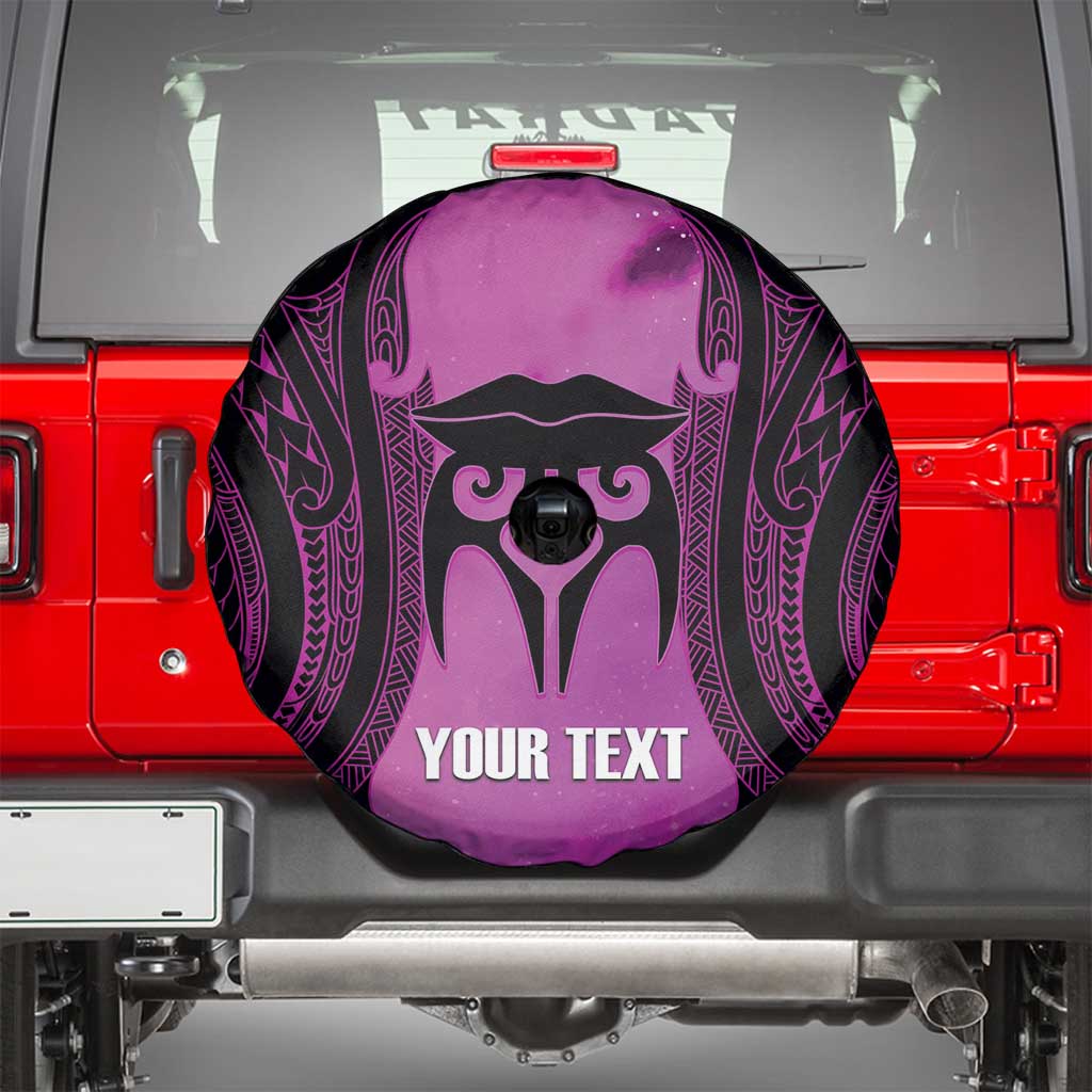 Personalised Moko Kauae New Zealand Spare Tire Cover Maori Chin Tattoo Pink - Aussie Hoodie