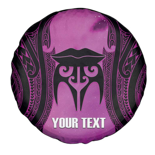 Personalised Moko Kauae New Zealand Spare Tire Cover Maori Chin Tattoo Pink - Aussie Hoodie