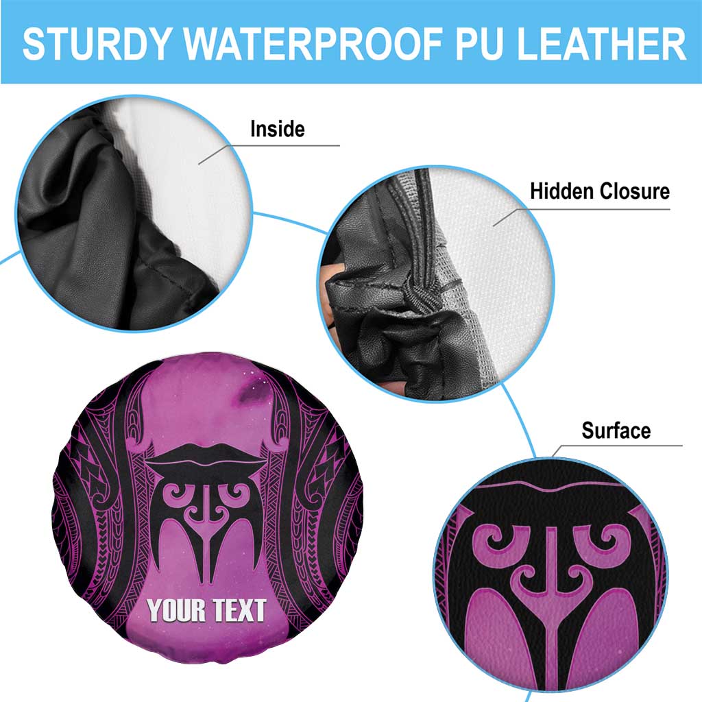 Personalised Moko Kauae New Zealand Spare Tire Cover Maori Chin Tattoo Pink - Aussie Hoodie