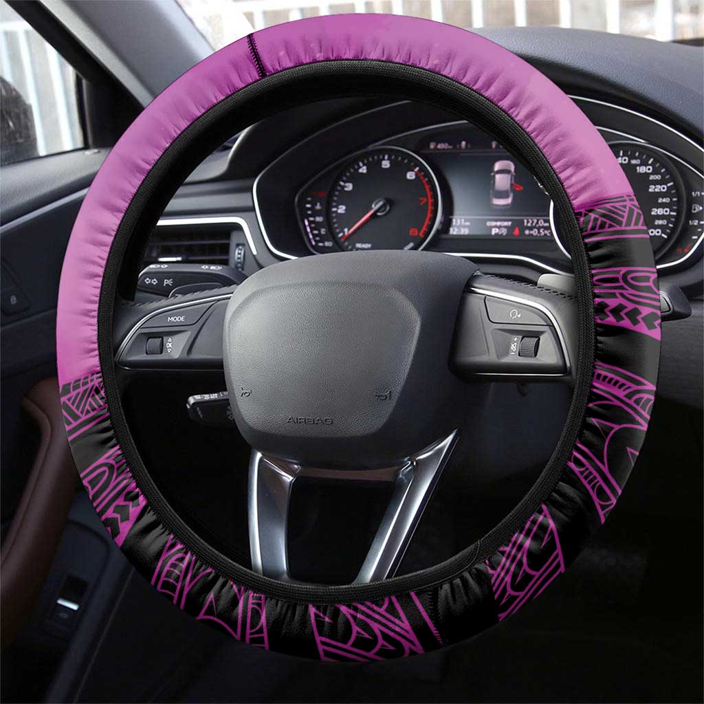 Moko Kauae New Zealand Steering Wheel Cover Maori Chin Tattoo Pink - Aussie Hoodie