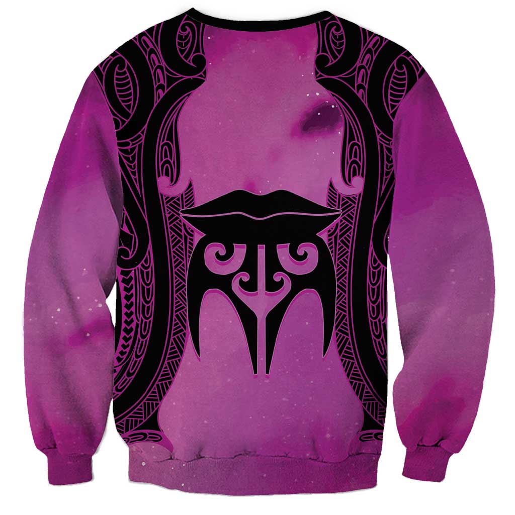 Personalised Moko Kauae New Zealand Sweatshirt Maori Chin Tattoo Pink - Aussie Hoodie