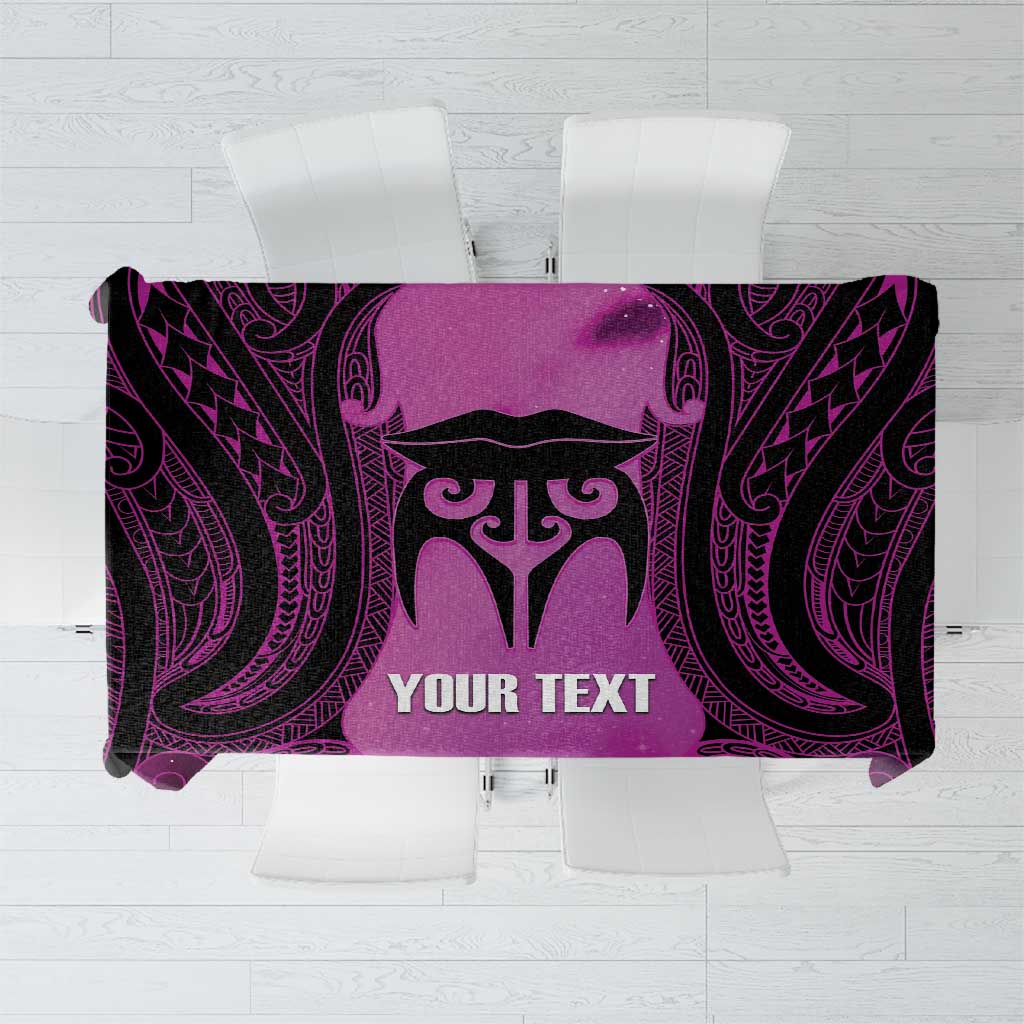 Personalised Moko Kauae New Zealand Tablecloth Maori Chin Tattoo Pink - Aussie Hoodie