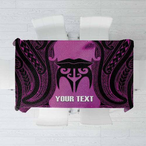 Personalised Moko Kauae New Zealand Tablecloth Maori Chin Tattoo Pink - Aussie Hoodie