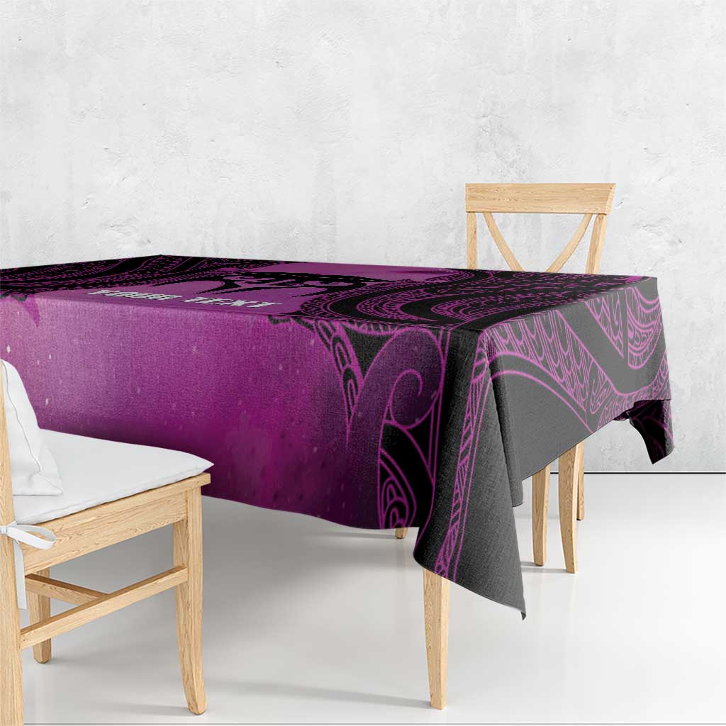 Personalised Moko Kauae New Zealand Tablecloth Maori Chin Tattoo Pink - Aussie Hoodie