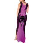 Personalised Moko Kauae New Zealand Tank Maxi Dress Maori Chin Tattoo Pink - Aussie Hoodie