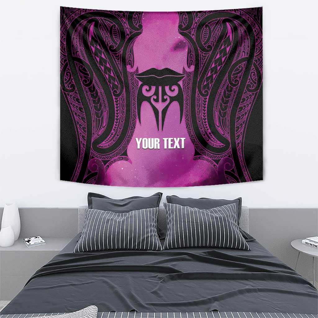 Personalised Moko Kauae New Zealand Tapestry Maori Chin Tattoo Pink - Aussie Hoodie