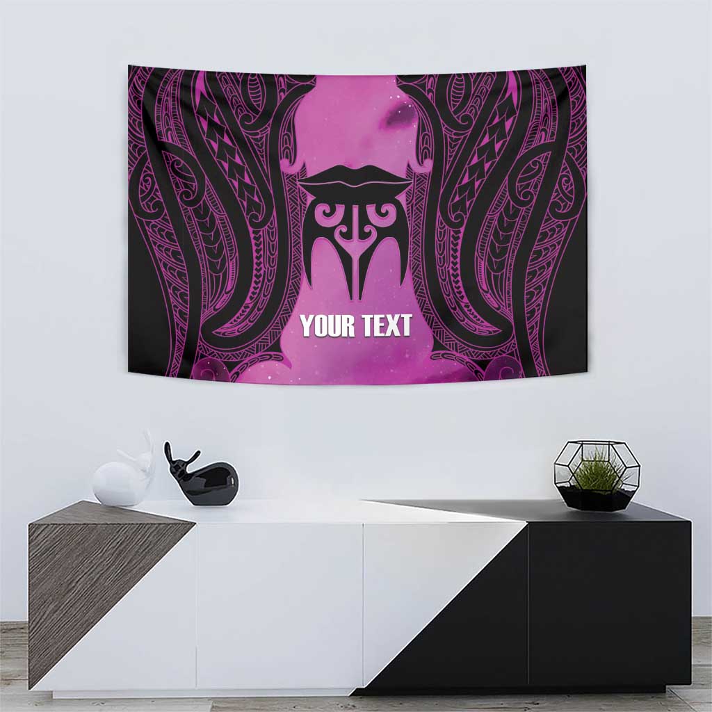 Personalised Moko Kauae New Zealand Tapestry Maori Chin Tattoo Pink - Aussie Hoodie