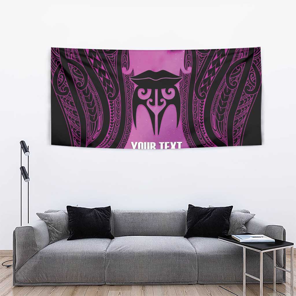 Personalised Moko Kauae New Zealand Tapestry Maori Chin Tattoo Pink - Aussie Hoodie
