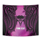 Personalised Moko Kauae New Zealand Tapestry Maori Chin Tattoo Pink - Aussie Hoodie