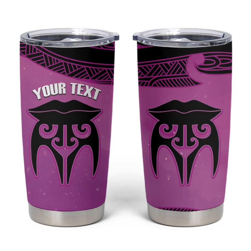 Personalised Moko Kauae New Zealand Tumbler Cup Maori Chin Tattoo Pink - Aussie Hoodie