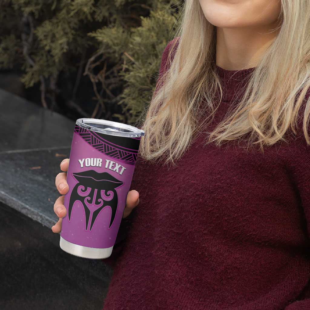 Personalised Moko Kauae New Zealand Tumbler Cup Maori Chin Tattoo Pink - Aussie Hoodie