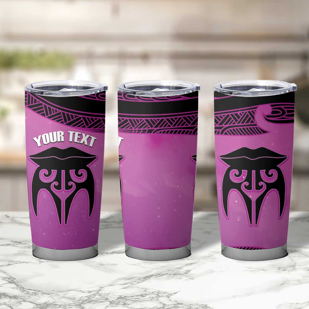 Personalised Moko Kauae New Zealand Tumbler Cup Maori Chin Tattoo Pink - Aussie Hoodie