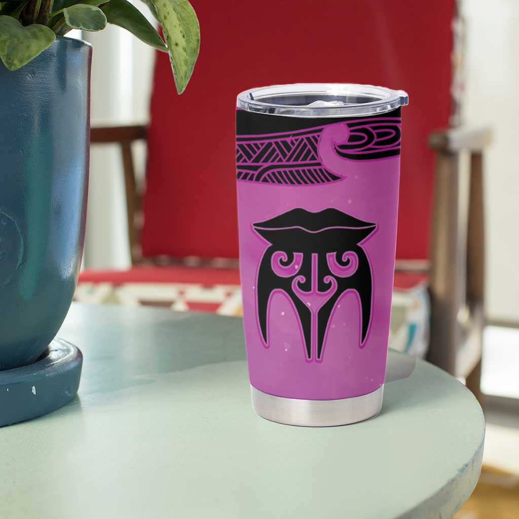 Personalised Moko Kauae New Zealand Tumbler Cup Maori Chin Tattoo Pink - Aussie Hoodie