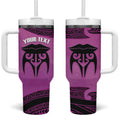 Personalised Moko Kauae New Zealand Tumbler With Handle Maori Chin Tattoo Pink - Aussie Hoodie