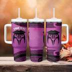 Personalised Moko Kauae New Zealand Tumbler With Handle Maori Chin Tattoo Pink - Aussie Hoodie