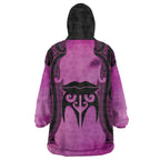 Personalised Moko Kauae New Zealand Wearable Blanket Hoodie Maori Chin Tattoo Pink - Aussie Hoodie