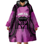 Personalised Moko Kauae New Zealand Wearable Blanket Hoodie Maori Chin Tattoo Pink - Aussie Hoodie