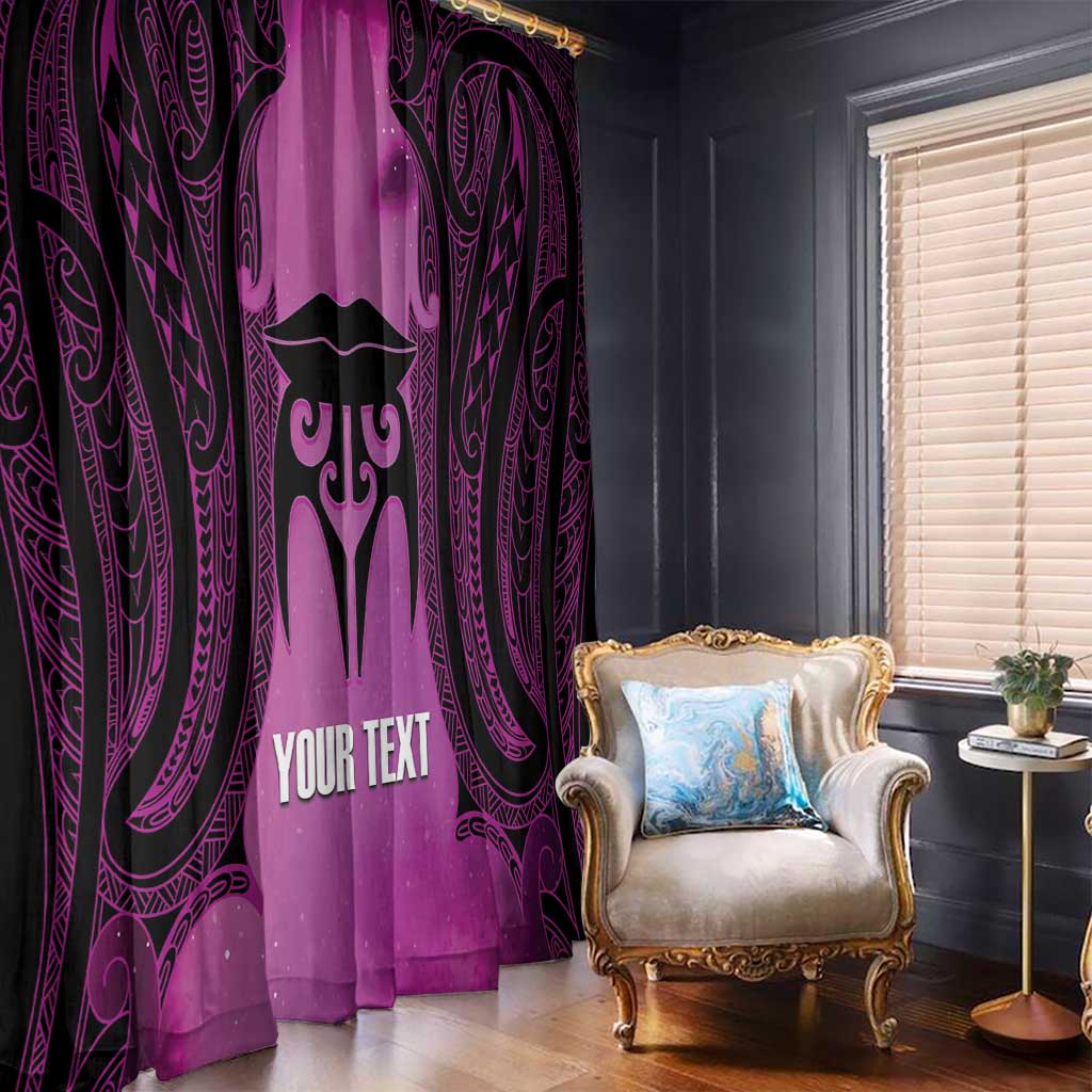 Personalised Moko Kauae New Zealand Window Curtain Maori Chin Tattoo Pink - Aussie Hoodie