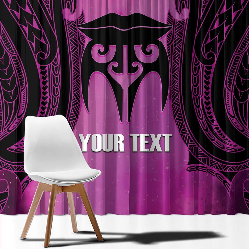 Personalised Moko Kauae New Zealand Window Curtain Maori Chin Tattoo Pink - Aussie Hoodie