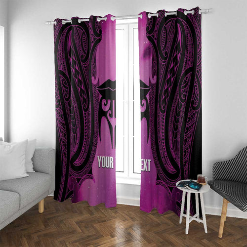 Personalised Moko Kauae New Zealand Window Curtain Maori Chin Tattoo Pink - Aussie Hoodie