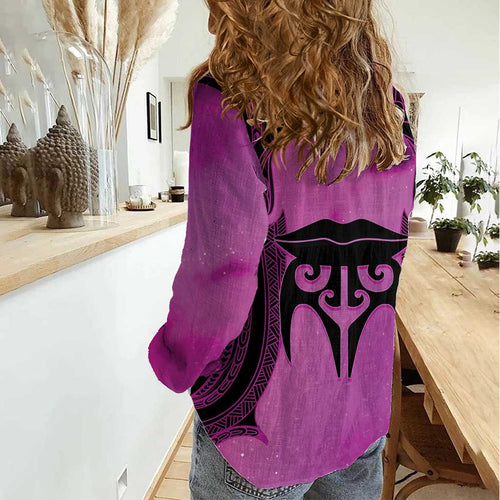 Personalised Moko Kauae New Zealand Women Casual Shirt Maori Chin Tattoo Pink - Aussie Hoodie