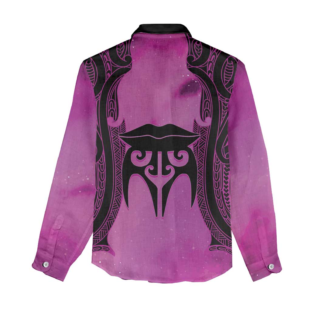 Personalised Moko Kauae New Zealand Women Casual Shirt Maori Chin Tattoo Pink - Aussie Hoodie