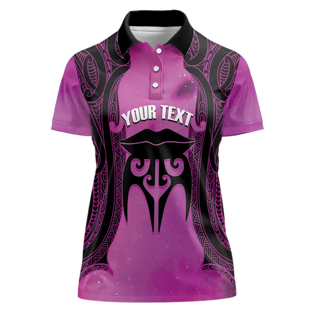 Personalised Moko Kauae New Zealand Women Polo Shirt Maori Chin Tattoo Pink - Aussie Hoodie