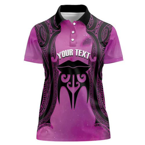 Personalised Moko Kauae New Zealand Women Polo Shirt Maori Chin Tattoo Pink - Aussie Hoodie