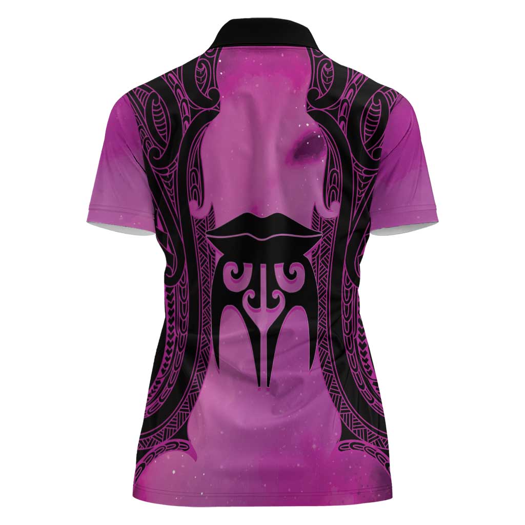 Personalised Moko Kauae New Zealand Women Polo Shirt Maori Chin Tattoo Pink - Aussie Hoodie