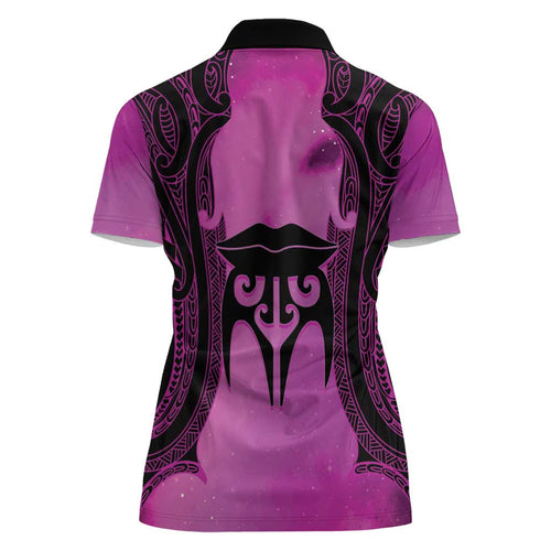 Personalised Moko Kauae New Zealand Women Polo Shirt Maori Chin Tattoo Pink - Aussie Hoodie