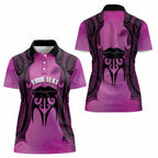 Personalised Moko Kauae New Zealand Women Polo Shirt Maori Chin Tattoo Pink - Aussie Hoodie