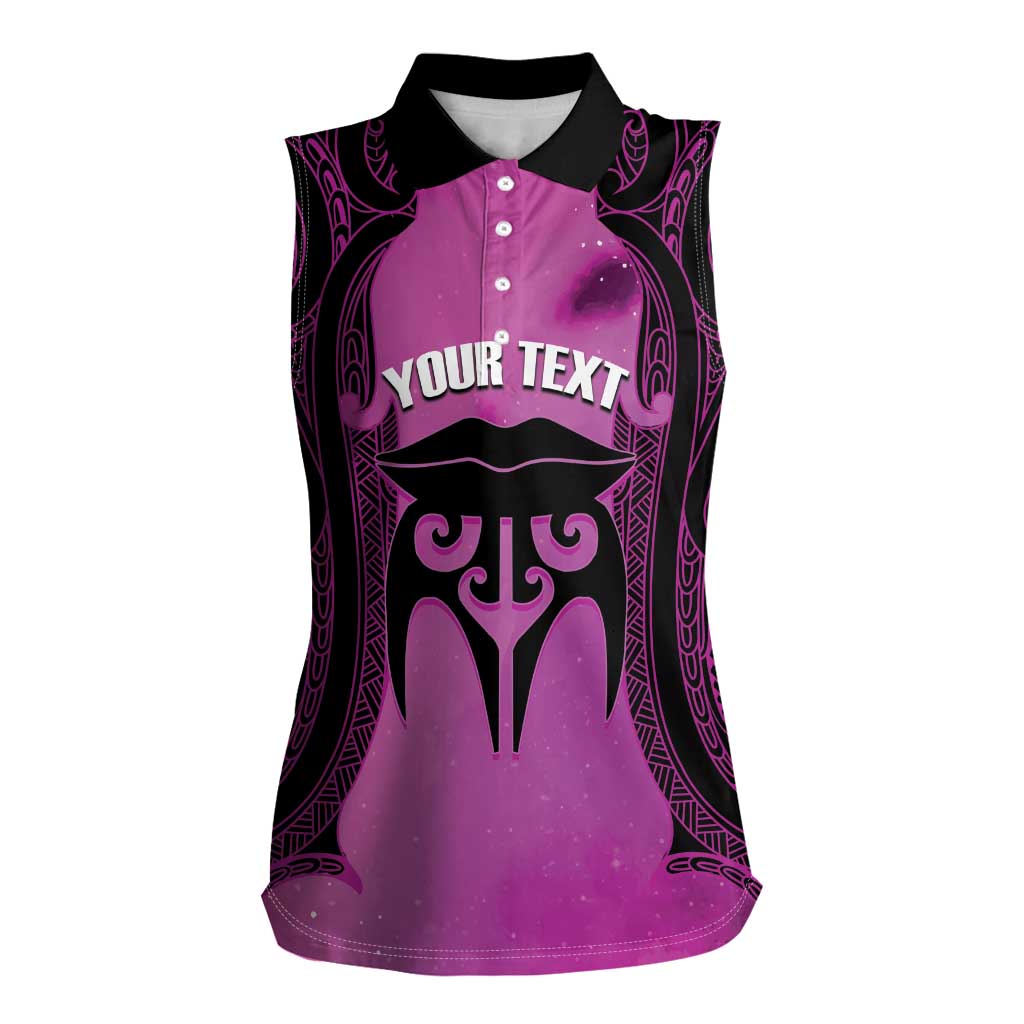 Personalised Moko Kauae New Zealand Women Sleeveless Polo Shirt Maori Chin Tattoo Pink - Aussie Hoodie