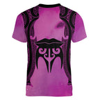 Personalised Moko Kauae New Zealand Women V-Neck T-Shirt Maori Chin Tattoo Pink - Aussie Hoodie