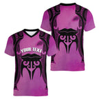 Personalised Moko Kauae New Zealand Women V-Neck T-Shirt Maori Chin Tattoo Pink - Aussie Hoodie