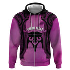 Personalised Moko Kauae New Zealand Zip Hoodie Maori Chin Tattoo Pink - Aussie Hoodie