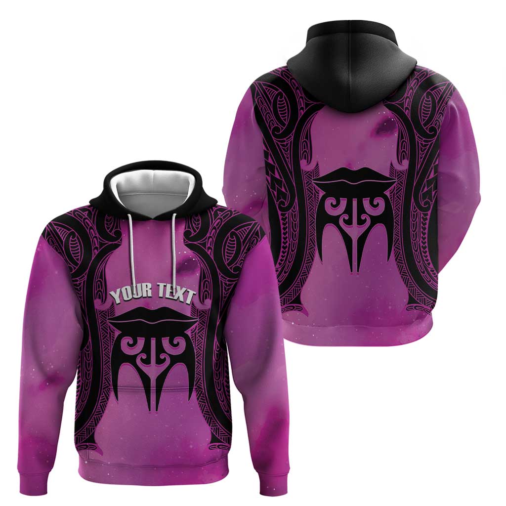 Personalised Moko Kauae New Zealand Zip Hoodie Maori Chin Tattoo Pink - Aussie Hoodie