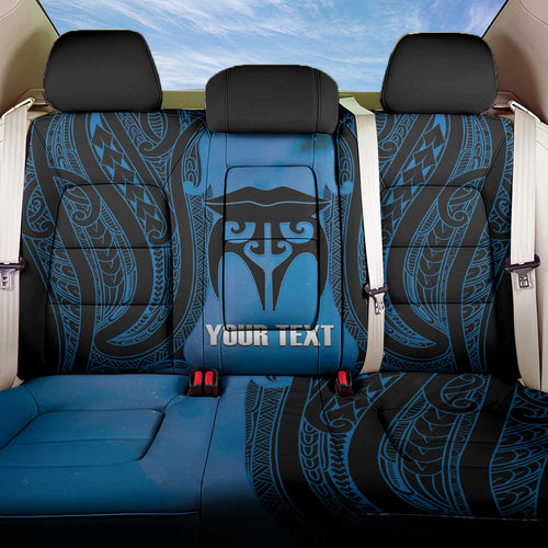 Personalised Moko Kauae New Zealand Back Car Seat Cover Maori Chin Tattoo Blue - Aussie Hoodie