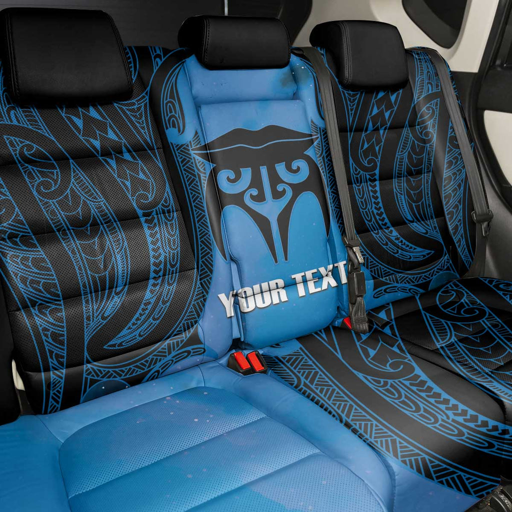 Personalised Moko Kauae New Zealand Back Car Seat Cover Maori Chin Tattoo Blue - Aussie Hoodie