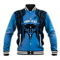 Personalised Moko Kauae New Zealand Baseball Jacket Maori Chin Tattoo Blue - Aussie Hoodie