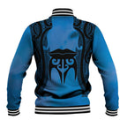 Personalised Moko Kauae New Zealand Baseball Jacket Maori Chin Tattoo Blue - Aussie Hoodie