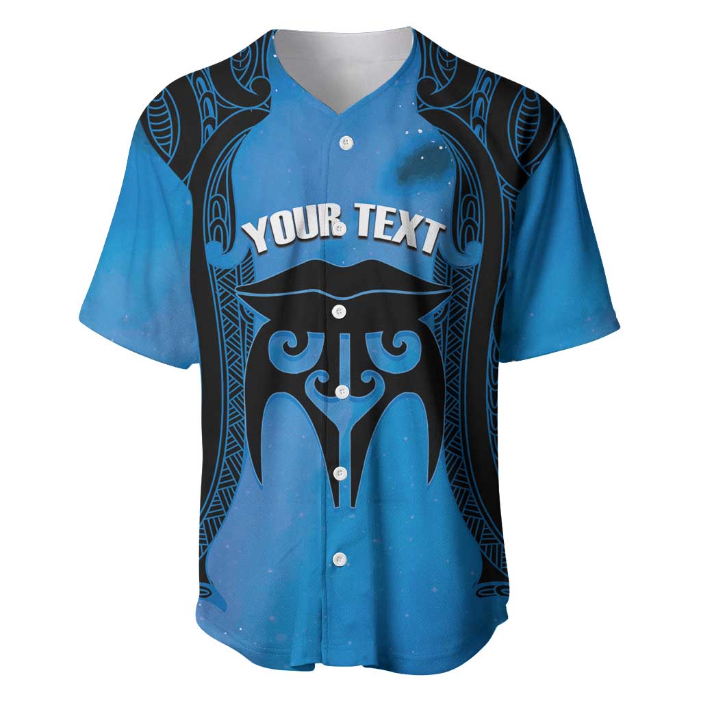 Personalised Moko Kauae New Zealand Baseball Jersey Maori Chin Tattoo Blue - Aussie Hoodie