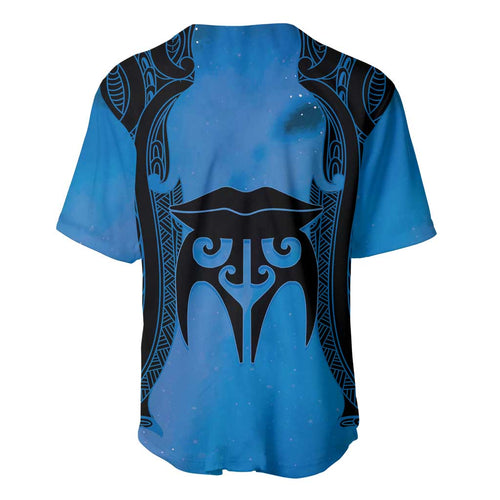 Personalised Moko Kauae New Zealand Baseball Jersey Maori Chin Tattoo Blue - Aussie Hoodie