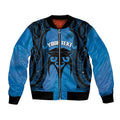 Personalised Moko Kauae New Zealand Bomber Jacket Maori Chin Tattoo Blue - Aussie Hoodie