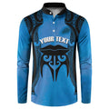 Personalised Moko Kauae New Zealand Button Sweatshirt Maori Chin Tattoo Blue - Aussie Hoodie